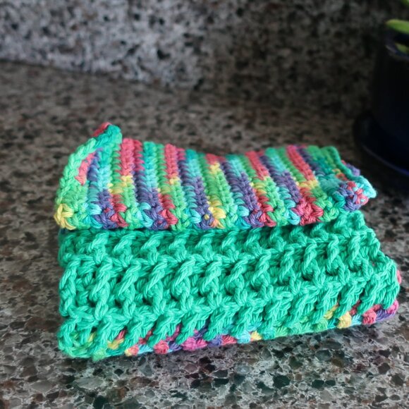 Multicolored Crochet Dish Drying Mats 100% Cotton Kitchen - Picture 6 of 13
